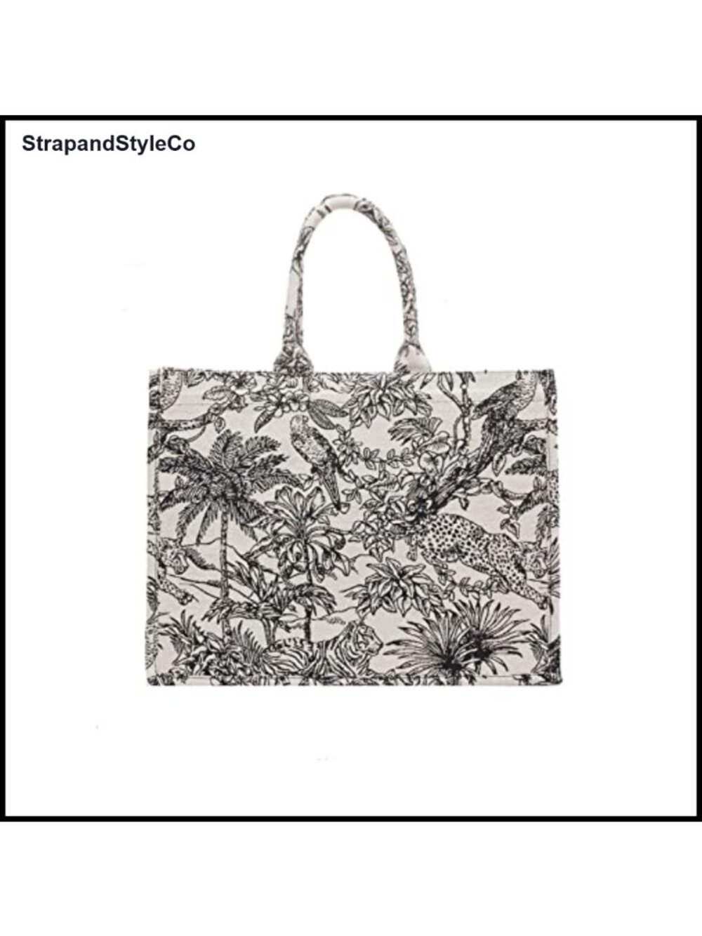 Linen Cotton Floral Embroidered Large Capacity Tote Bag Satchel
